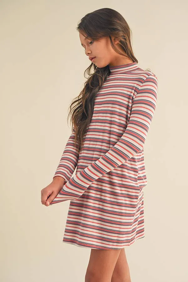 Mock Neck Swing Dress